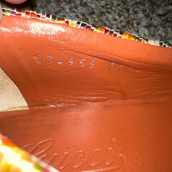 Gucci Women's Straw Raffia Style Woven Leather Trim Multicolor Flats. - Picture 7 of 15